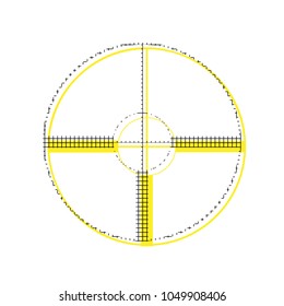 Sight sign illustration. Vector. Yellow icon with square pattern duplicate at white background. Isolated.
