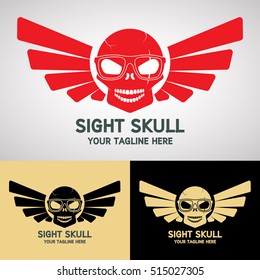 Sight Skull Logo Design for Racing Team, Motorcycle Gang, Rider Club, etc.