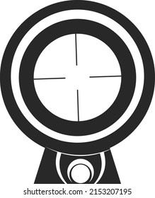 The sight of a sniper rifle. Combat weapons. Vector image isolated on a white background.