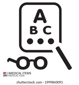 Sight test. Vector image of medical equipment. Conception of healthcare.