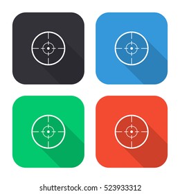 Sight vector icon - colored illustration (gray blue green red)  with long shadow