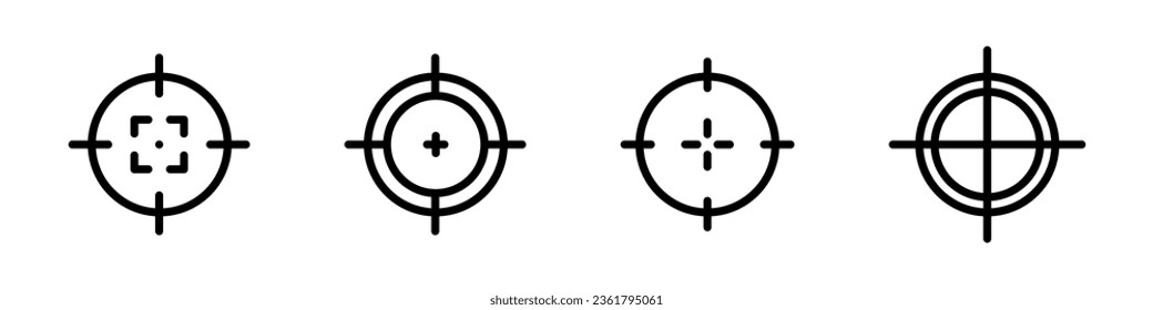 Sight vector icons. Aim icon set. Sight aim. Target destination icon set. Aim sniper shoot icons. EPS 10