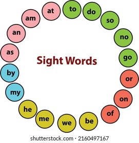 Sight Word Chart Kindergarten Online Education Stock Vector (Royalty ...