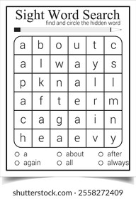 Sight Word Search Puzzle Book Worksheet