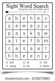 Sight Word Search Puzzle Book Worksheet