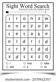 Sight word search worksheet for children's