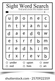 Sight word search worksheet for children's