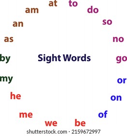 Sight Words Chart for Kindergarten, Educational Creative Concept  