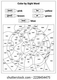 Sight Words Coloring Pages Educational Worksheet for preschool and primary school learning, Coloring activities for children	