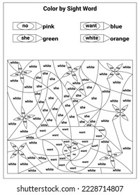 Sight Words Coloring Pages Educational Worksheet for preschool and primary school learning, Coloring activities for children	
