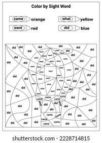 Sight Words Coloring Pages Educational Worksheet for preschool and primary school learning, Coloring activities for children	
