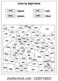 Sight Words Coloring Pages Educational Worksheet for preschool and primary school learning, Coloring activities for children	
