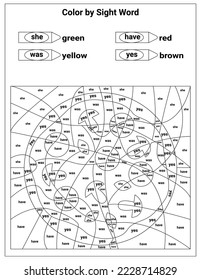 Sight Words Coloring Pages Educational Worksheet for preschool and primary school learning, Coloring activities for children	
