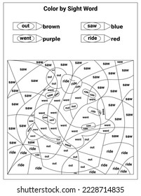 Sight Words Coloring Pages Educational Worksheet for preschool and primary school learning, Coloring activities for children	
