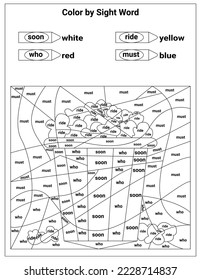 Sight Words Coloring Pages Educational Worksheet for preschool and primary school learning, Coloring activities for children	
