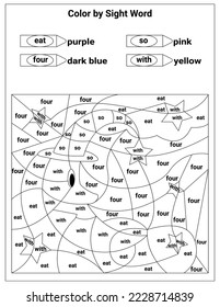 Sight Words Coloring Pages Educational Worksheet for preschool and primary school learning, Coloring activities for children	
