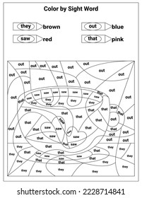 Sight Words Coloring Pages Educational Worksheet for preschool and primary school learning, Coloring activities for children	
