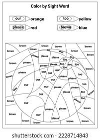 Sight Words Coloring Pages Educational Worksheet for preschool and primary school learning, Coloring activities for children	
