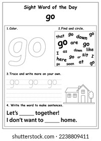 Sight Words Educational Worksheet for preschool and primary school learning, Coloring activities for children