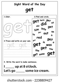 Sight Words Educational Worksheet for preschool and primary school learning, Coloring activities for children