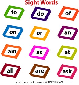 Sight Words for kids online Education Study, Learning, Reading, Vector illustration Phonics.