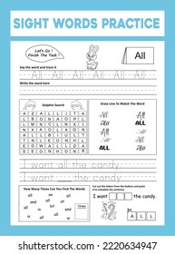 Sight Words Practice Workesheet .