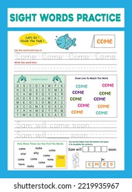 Sight Words Practice Worksheet .