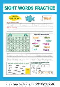 Sight Words Practice Worksheet .