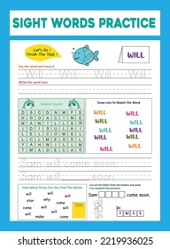 Sight Words Practice Worksheet .