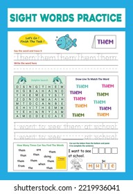 Sight Words Practice Worksheet .