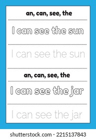 Sight Words Tracing Worksheet Vector