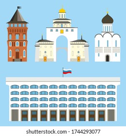 sights of the city Vladimir Russia in vector