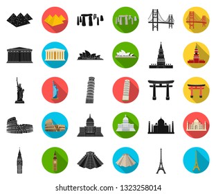 Sights of different countries cartoon icons in set collection for design. Famous building vector symbol stock web illustration.