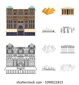 Sights of different countries cartoon,outline icons in set collection for design. Famous building vector symbol stock web illustration.