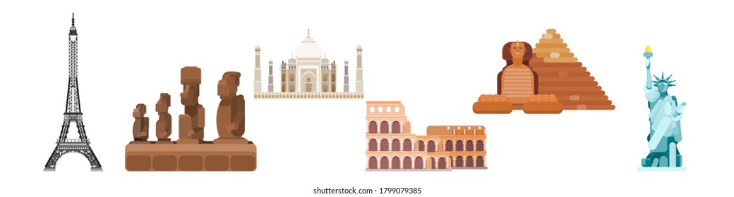 sights of different countries of the world. flat style vector new version