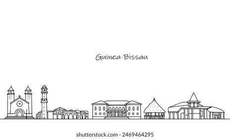 Sights of Guinea - Bissau. Architecture reflecting the culture of an African country. Vector illustration for use in tourism.