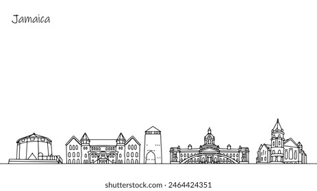 Sights of Jamaica. Architecture that attracts tourists. A simple line illustration for use in tourism. Vector illustration.