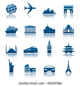 Sights and transportation icon set