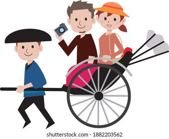 Sightseeing in Japan with a rickshaw
