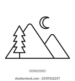 Sightseeing, nature landscape, mountain icon, travel tourism symbol on white background - vector illustration