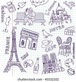 sightseeing in paris doodles