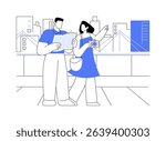 Sightseeing walk isolated cartoon vector illustrations. Tourists with map walking the city, cultural experience, people lifestyle, couple travels together, discover sightseeings vector cartoon.