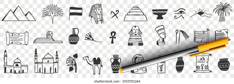 Sightseeings of Egypt doodle set