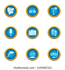 Sightseer photo icons set. Flat set of 9 sightseer photo vector icons for web isolated on white background