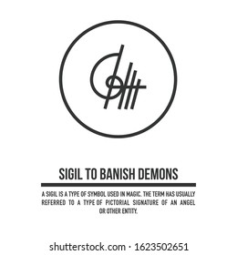 Sigil to banish demons from someone life. A stylized image of a magic symbol. Can be used in graphic design or tattoo as well as logo. Stock vector.