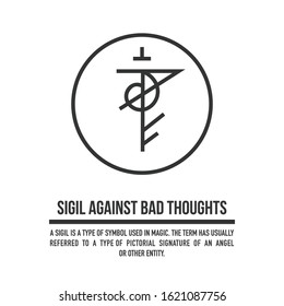 Sigil for banishing intrusive thoughts. A stylized image of a magic symbol. Can be used in graphic design or tattoo as well as logo. Stock vector.