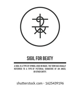 Sigil for beauty. A stylized image of a magic symbol. Can be used in graphic design or tattoo as well as logo. Stock vector.