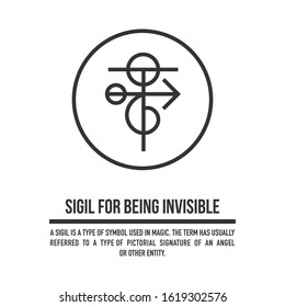 Sigil for being invisible and not being noticed. A stylized image of a magic symbol. Can be used in graphic design or tattoo as well as logo. Stock vector.