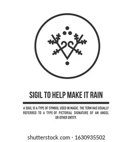 Sigil to help make it rain. A stylized image of a magic symbol. Can be used in graphic design or tattoo as well as logo. Stock vector.