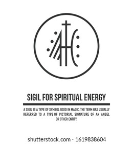 
Sigil to help you be open to new experiences. A stylized image of a magic symbol. Can be used in graphic design or tattoo as well as logo. Stock vector.